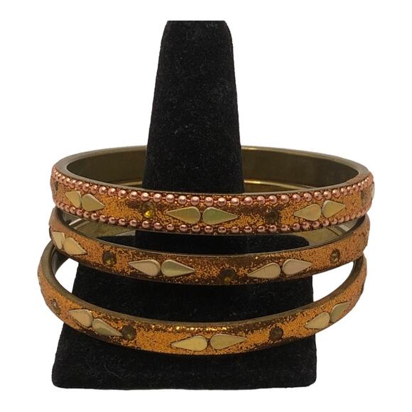 Three Bronze Bohemian Trendy Intricate Decorative Patterns Style Bracelets - Picture 6 of 6